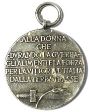 MEDAGLIA PREMIO DONNA GUERRA MINISTERO AGRICOLTURA MOTTI REGNO ITALIA FASCISMO