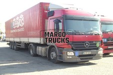 Truck photo Mercedes-Benz Actros 1844 Box semitrailer Turkey red DESTAN T #b4ze