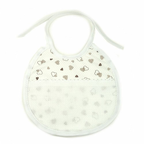 Bavaglino ricamo beige con - bavaglino,