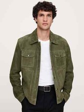 Giacca uomo pelle verde camion