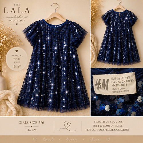 Abito bambina 6 anni blu - h&m,