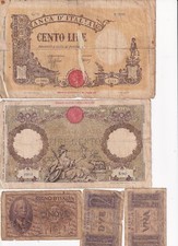 LOTTO DI 5  BANCONOTE DEL REGNO D'ITALIA