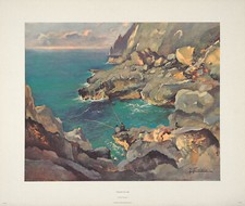 FELICE GIORDANO XRare Stampa Mezzitoni Vintage 1961 PESCATORI DI CAPRI, Italia