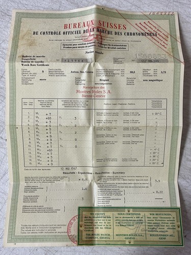 Rolex certificato cronometro - certificato,