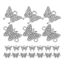  20 pezzi di ciondolo a forma di farfalla con strass in metallo, ciondolo a