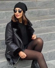 ZARA GIACCA BIKER NERA DOUBLE