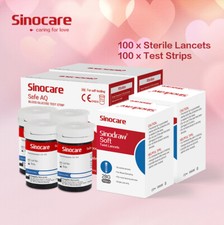 Sinocare 100 strisce reattive glucosio nel sangue Misuratore  diabetic(AQ Smart)