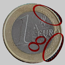 Moneta 1 Euro Spagna 2018 rara usata con errori di conio, ambo facce Rif. 048/25