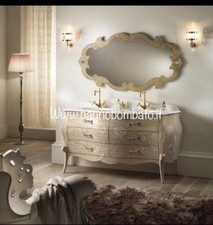 Mobile Bombato Barocco Doppio Lavabo Con Bassorilievi 