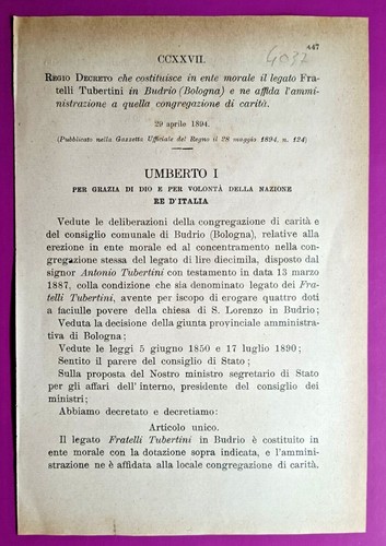 Budrio regio decreto concentra - budrio,regio,