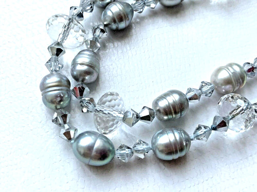 Collier vintage perle argenté - vintage,