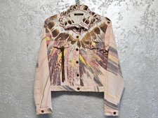 ROBERTO CAVALLI Italy Giacca Denim Donna Rosa Floreale Astratto Taglia S/M