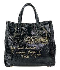 Borsa tote Yves Saint Laurent Y Mail in pelle nera vintage autentica