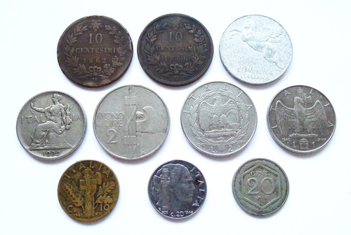Lotto monete italia diff - italia, 10