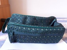 Beauty Case Uomo Donna Da viaggio colore verde 2 tasche con zip 