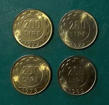 LOTTO 4 MONETE 200 LIRE 1977-1978-1979-1980 - FDC DA ROTOLINO