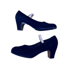 Scarpe da ballo Gallardo flamenco donna 8/38,5 Madrid Spagna pelle nera fatte a mano