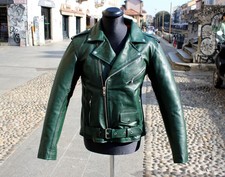 Giubbotto Chiodo Pelle Verde