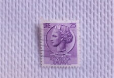 REPUBBLICA 1953-54 ITALIA TURRITA 25 LIRE USATO FILIGRANA RUOTA ALATA