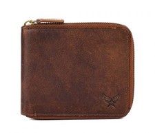 Portafoglio con zip in pelle