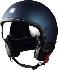 CASCO JET MOTOCUBO BEETLE BLU OPACO CON VISIERINO SPECCHIO A SCOMPARSA Taglia XS