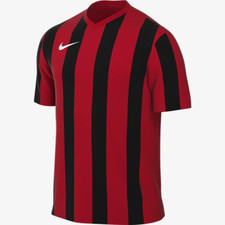 Maglia uomo Nike grande a righe slim fit CW3815 calcio allenamento gioco rosso nero nuova con etichetta