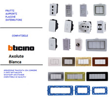 BTICINO Compatibile AXOLUTE Bianca Frutti Presa Schuko deviatore pulsante placca