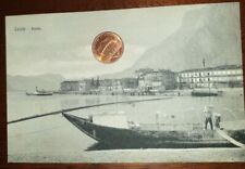 Cartolina d'epoca paesagg Italia Lecco Porto barca da trasporto