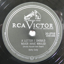 Betty Cody – A Letter I Should Never Have Mailed 1953 RCA Victor 20-5705 78 RPM