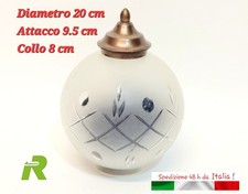Palla di Vetro Sfera Paralume per Lampadario Diametro 20 Cm Attacco 95 mm Lampad