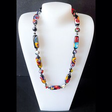 MURANO - Vintage Collana MURRINA MILLEFIORI Vetro ROTONDE e RETTANGOLARI