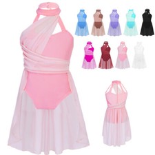 Girls Lyrical Dance Dress Ballet Leotard Dresses Chiffon Contemporary Costume