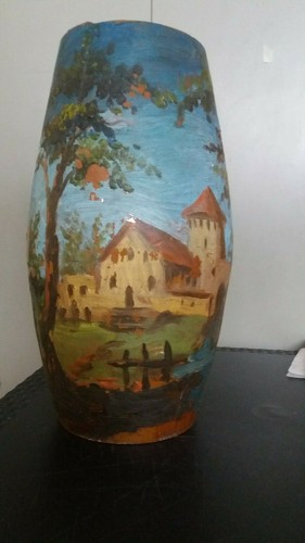 Vecchio vaso decorato a - ,