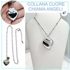 Collana donna chiama angeli in acciaio cuore campanellino interno suono angelico