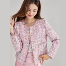 Cappotto rosa a quadri tessuto