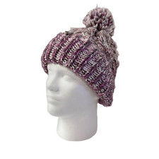 Modena New York Knit Hat Beanie Pink White Winter Pom Pom Cabin Core Outdoor