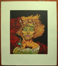 PINI GIULIANO serigrafia materica Personaggio 70x60 firmata numerata 18/120 1984