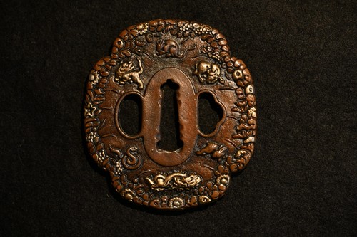 Tsuba giapponese antico rame