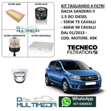 TAGLIANDO 4 FILTRI TECNECO DACIA SANDERO II 1.5 dCi DIESEL 55KW 66KW 75 90 CV