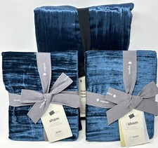 Nuovo~West Olm~Lush Crinkle Velluto Completo Queen Piumino e 2 Euro Shams~Regal Blu