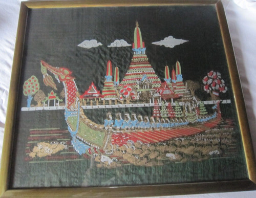 Vintage anni quadro seta - anni,
