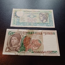 Vecchie Banconote Repubblica Italiana In Lire 500 + 5000 Spl E Mb Lotto M 11 