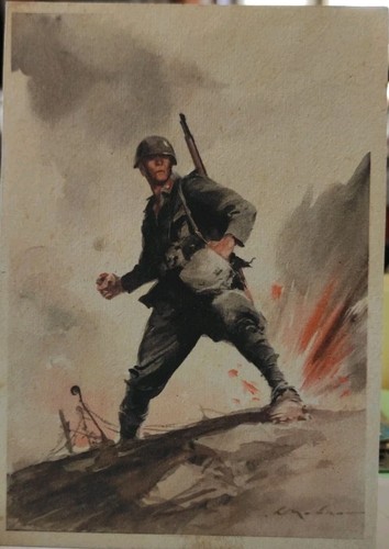 Ww2 cartolina illustratore - cartolina,