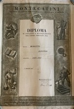 ATTESTATO MONTECATINI INDUSTRIE DIPLOMA ANZIANITA 1947