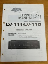 Amplificatore Luxman LV-111 -110 manuale di servizio ADDENDUM REVISIONATO OEM originale