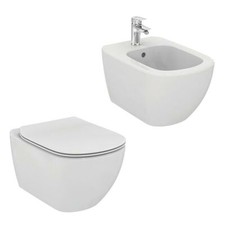 IDEAL STANDARD SANITARI SOSPESI TESI VASO WC AQUABLADE BIDET SEDILE BIANCO SETA