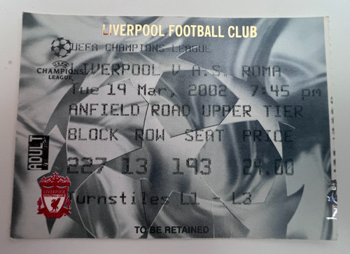 Biglietto liverpool roma - liverpool,