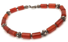 AGATA CORNIOLA E METALLO BERBERO BRACCIALE ETNICO