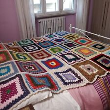 coperta uncinetto fatta A Mano A Quadretti Colorati