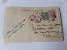 Cartolina Postale con Risposta Pagata Originale 1923 Teresa Ved. Mingori, Lucca